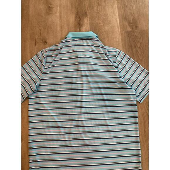 RLX Ralph Lauren Men's‎ Blue Striped Stretch Polo Shirt Short Sleeve L - Picture 10 of 11